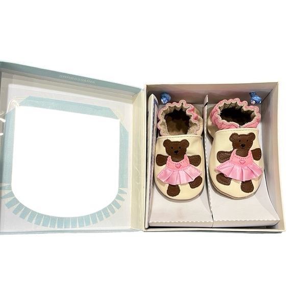 🧸 Robeez Soft Soles Baby Shoes | Size 0-6 Months | Girls | Ballerina Bear Cream - Picture 8 of 10
